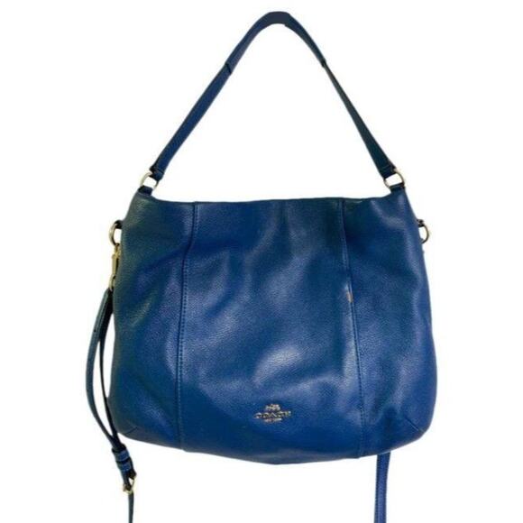 Coach Handbags - Coach Medium W Adjustable Strap Blue Leather Cross